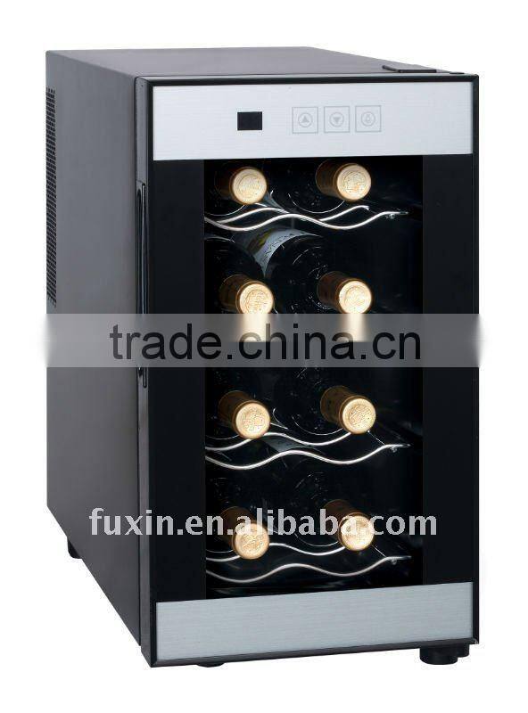 FUXIN:JC-23CFW .Bar top fridge with 8Bottles/ Mini wine chiller with Full Glass Door./wine refrigerator.