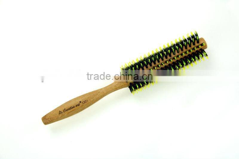 high quality nature bamboo rotating hair brush