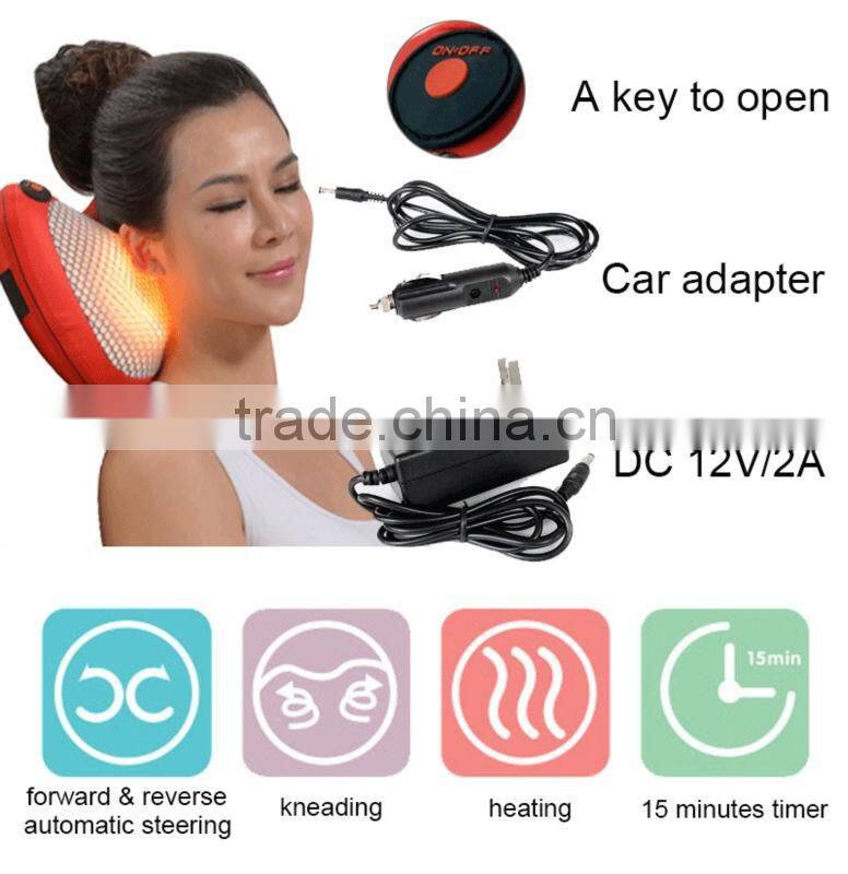 2016 china factory supplied massage pillow neck back head application pain relief massage pillow with heating