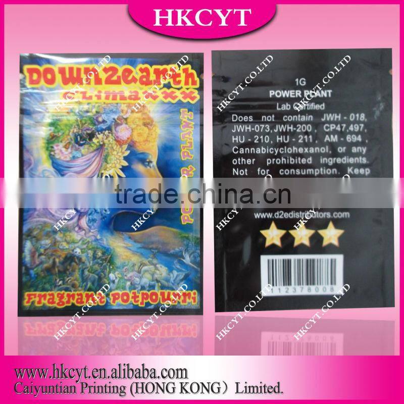 High quality PE packing bags / cheap custom printing herbal incense bag / spice smoke bag