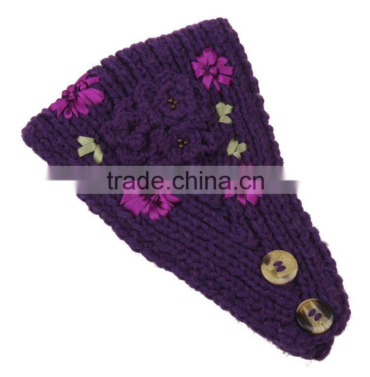 Fashion Charm Ladies Winter Hand Knitting Lace Flower Head Band
