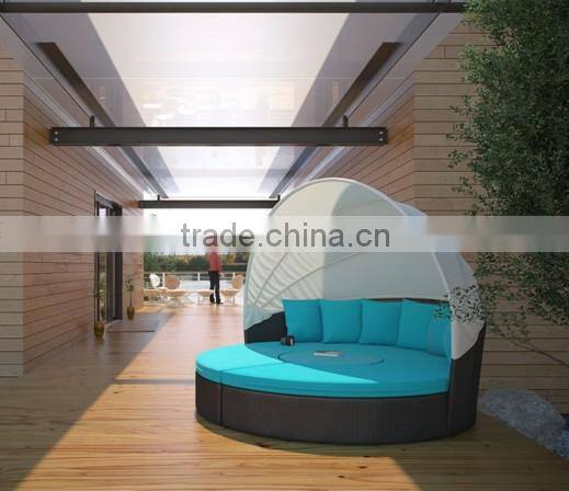 balcony resin wicker patio furniture rattan round sofa bed