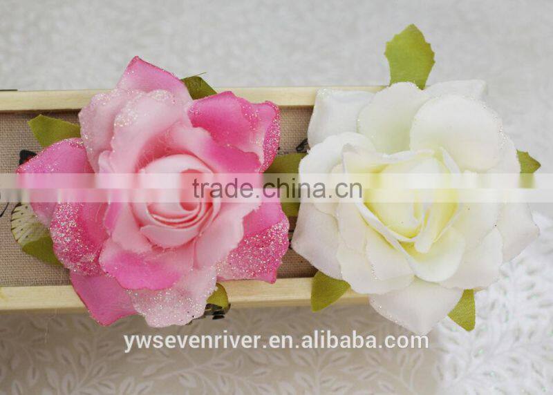 Bright pink simulation edge rose 8 cm flower heads Artificial silk cloth DIY wedding flowers Direct selling small wholesale