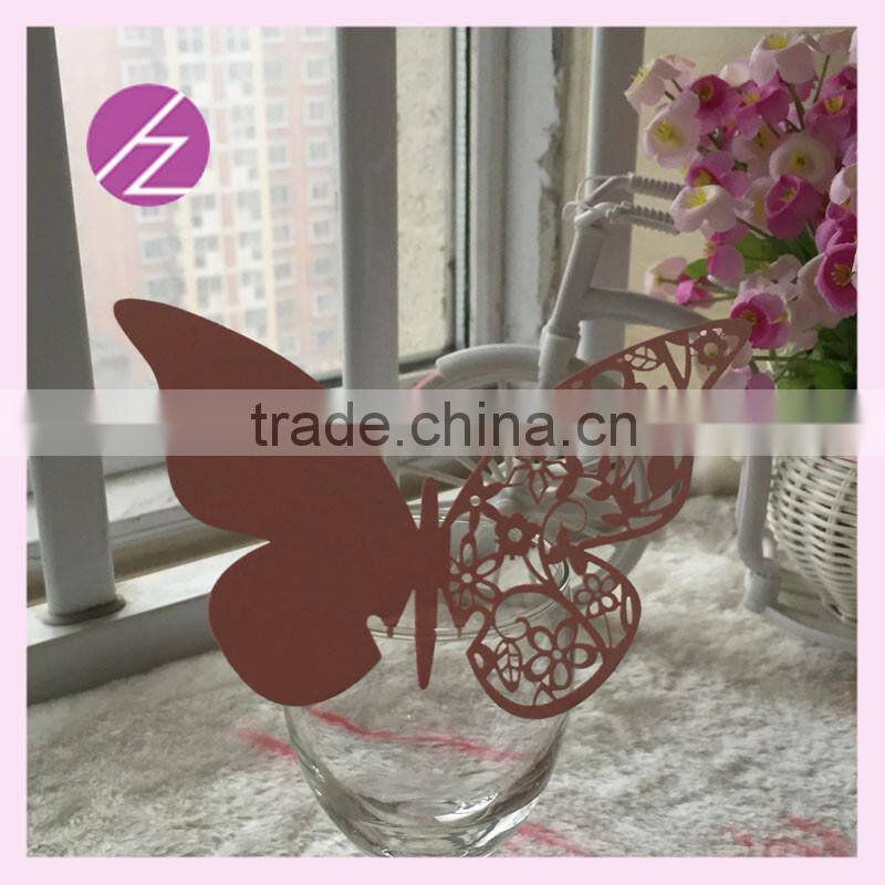 laser cut wedding party decoration butterfly card for glass JK-69