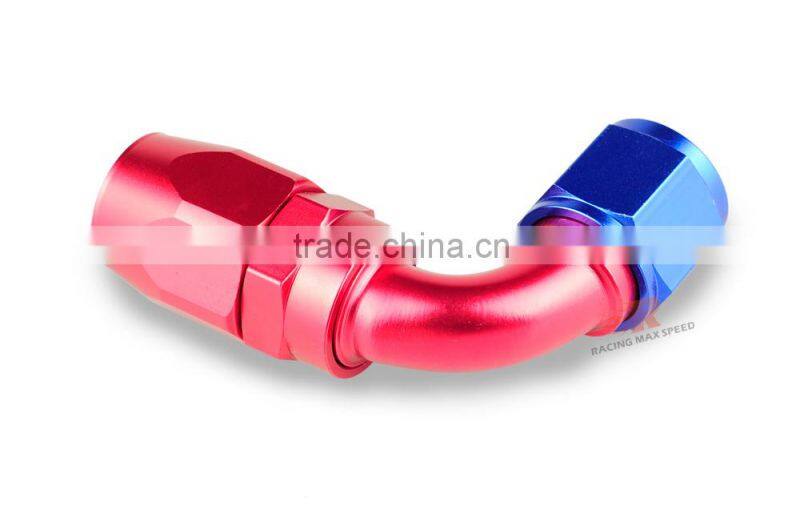 Aluminum oil cooler fitting 90 degree resuable hose end fuel line hose end fitting adaptor cutter shape blue and red 40-090-10