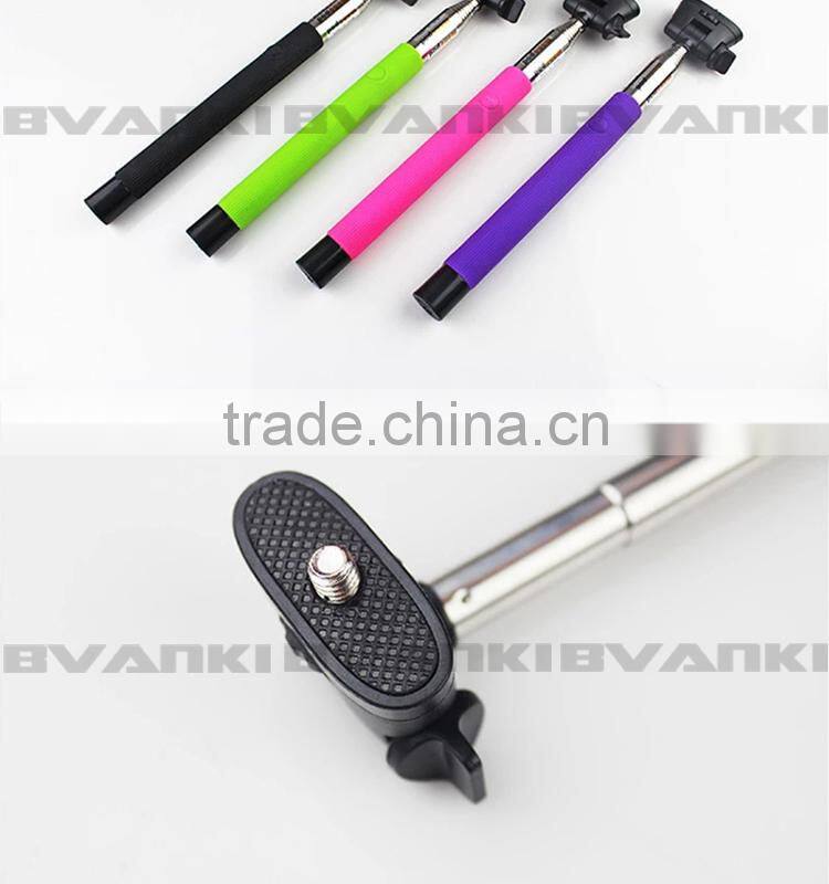 Wholesale Extendable Camera Tripod Handheld colorful wireless Monopod bluetooth Selfie Sticks with bluetooth shutter button