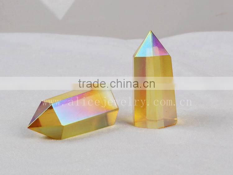 Rock mineral specimen titanium crystal quartz point with inclusions for healing energy