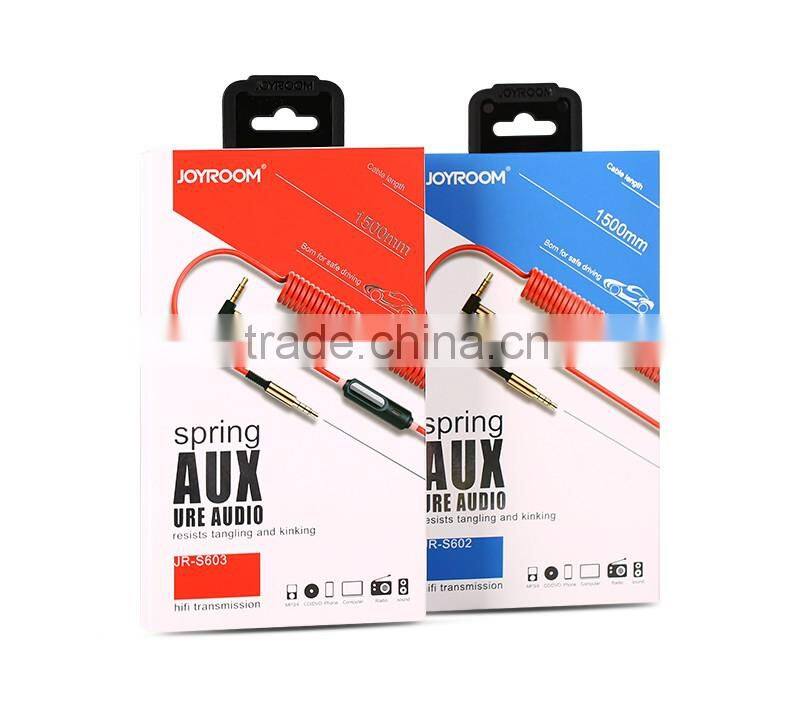 Joyroom S602 3.5mm Audio Cable 1.5M Universal Aux Spring Ure Stereo Audio Cable Male to Male MT-5794