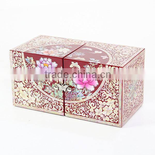High end mother of pearl drawer wooden jewelry boxes with lock