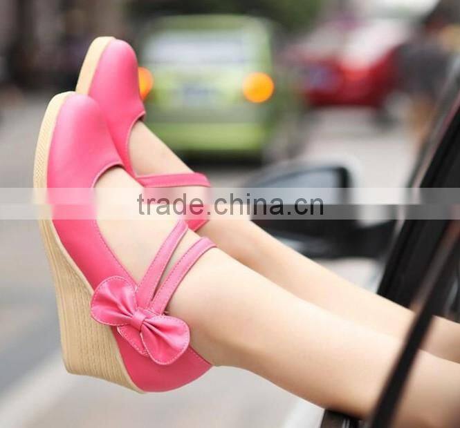 Fashion ankle stripe platform wedge ladies fashion shoes