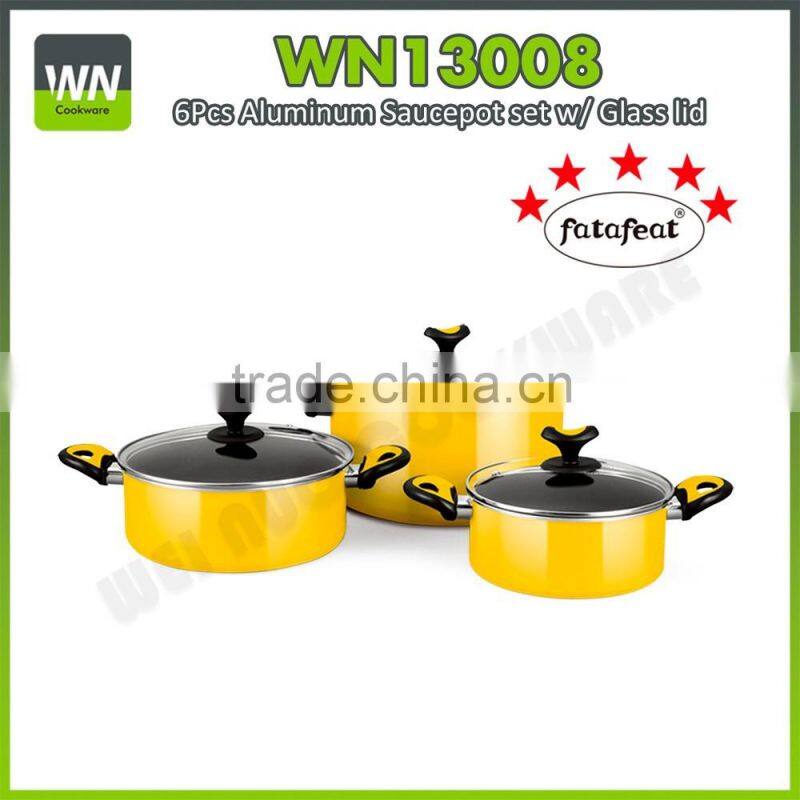 High quality non-stick/ceramic casserole aluminum casserole set with glass lid