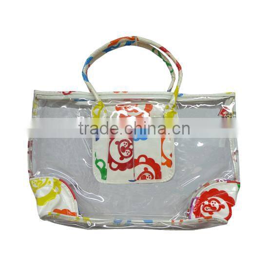 2016 Fashion Products Bros Colorful Baby Lion Head Waterproof Printed Transparent Beach Bag