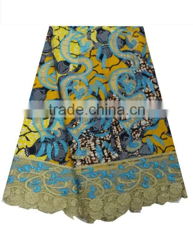 new arrival multiolor design African real hollandais wax with guipure cupion lace