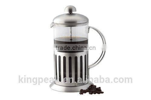 2015 Hot Selling 350ml French press coffee maker/Stainless steel shock Proof Glass Coffee Maker/Coffee Plunger