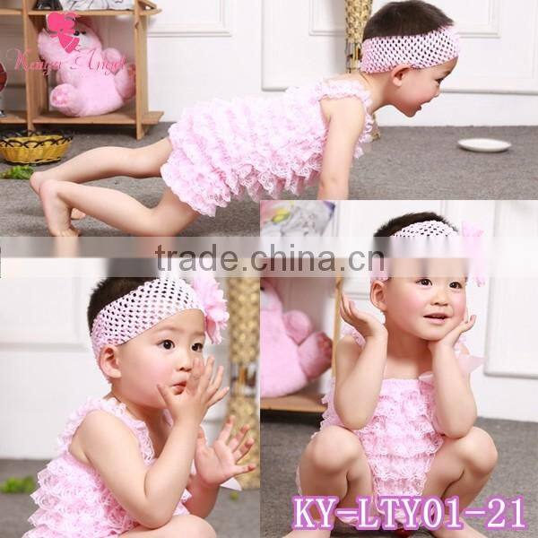 2016 Wholesale Vintage Soft Cotton Sleeveless Baby Rompers With Bow For toddler girls