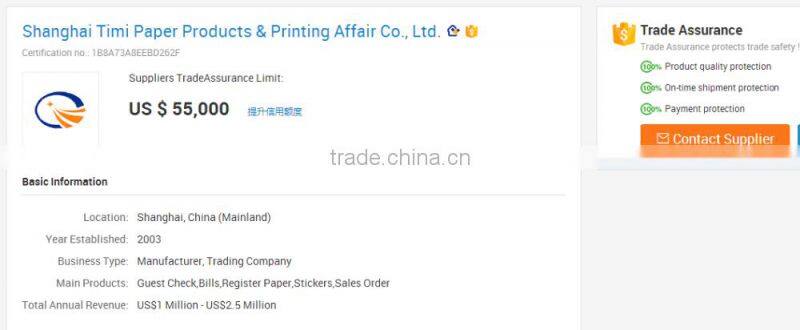 Guest checks CT-108 professional supplier timipaper