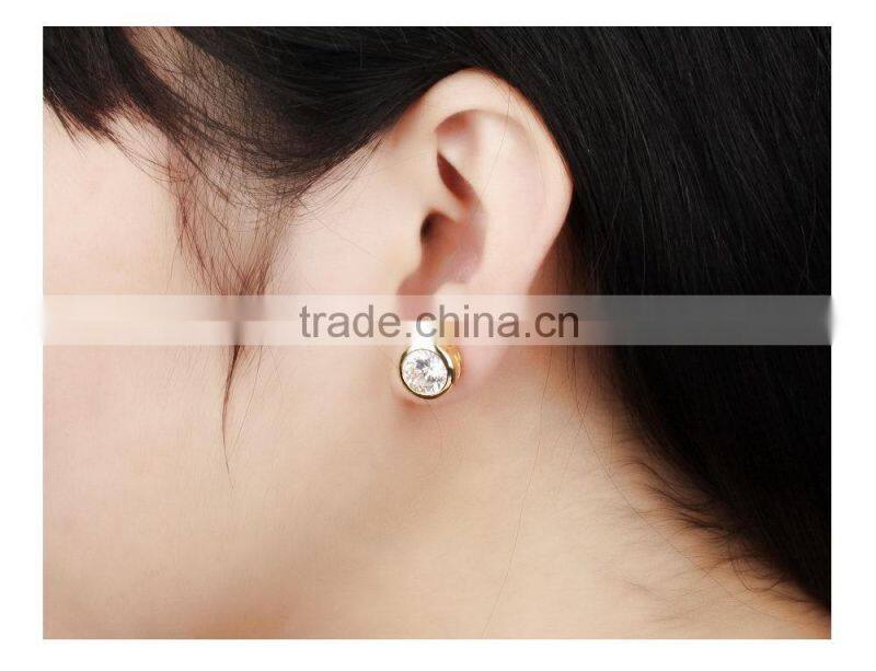 2016 new wholesale fashion jewelry ladies earrings designs clear crystal gold earring