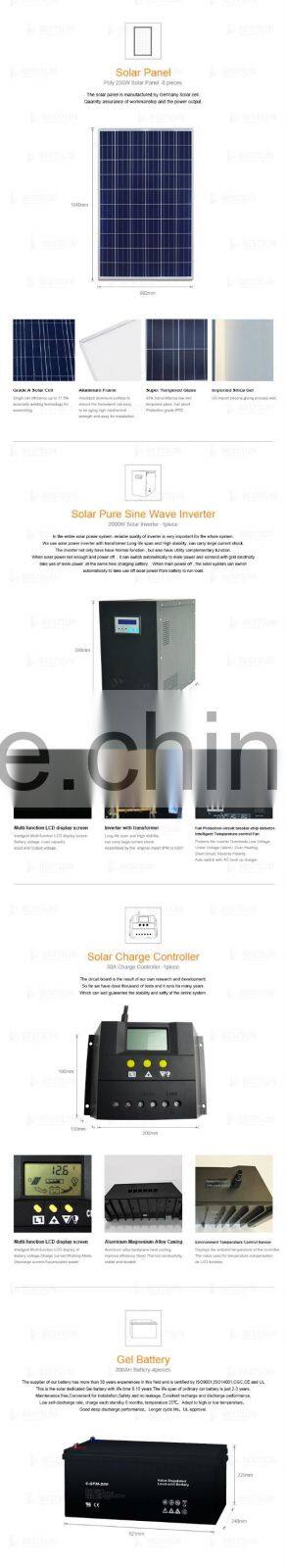 off grid solar system for home/ Solar energy home system 2000w