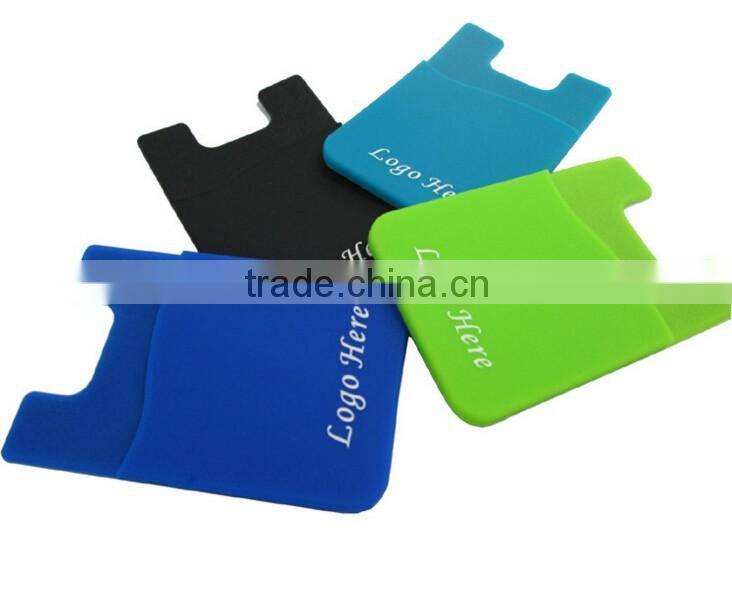 Colorful silicone card holder with 3m sticker for mobile phone