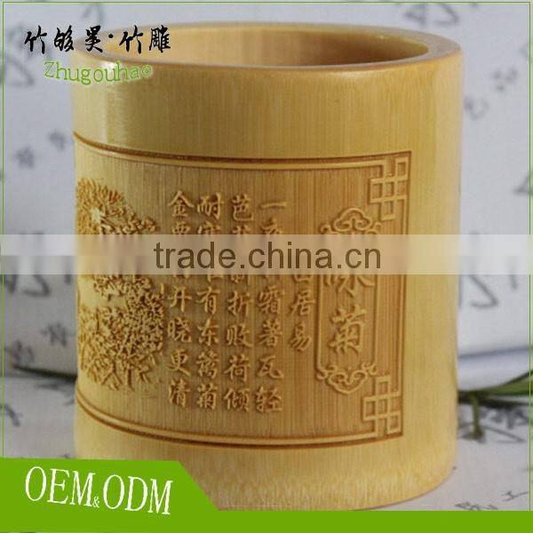 Factory hot sell bamboo pen stand with your photo