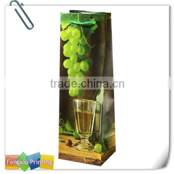 Decorative Paper Wine Bottle Bags with Handles