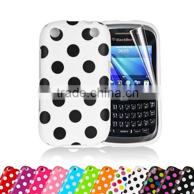 Set Screen Protector And Case For Blackberry 9320 , Polka Dots Gel TPU Case For Cell Phone
