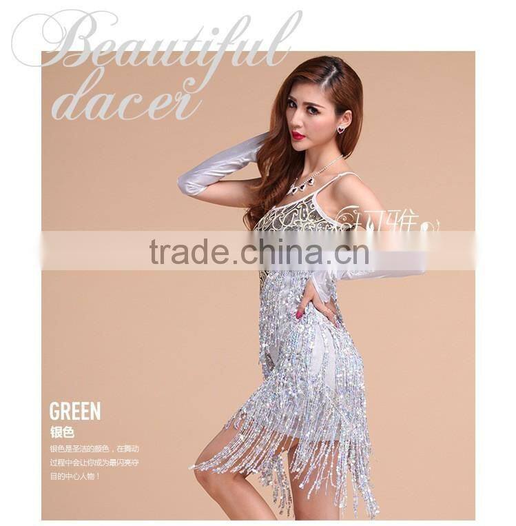 2016 High quality sexy shining tassel adult latin dance dress for women latin dance costumes on sale