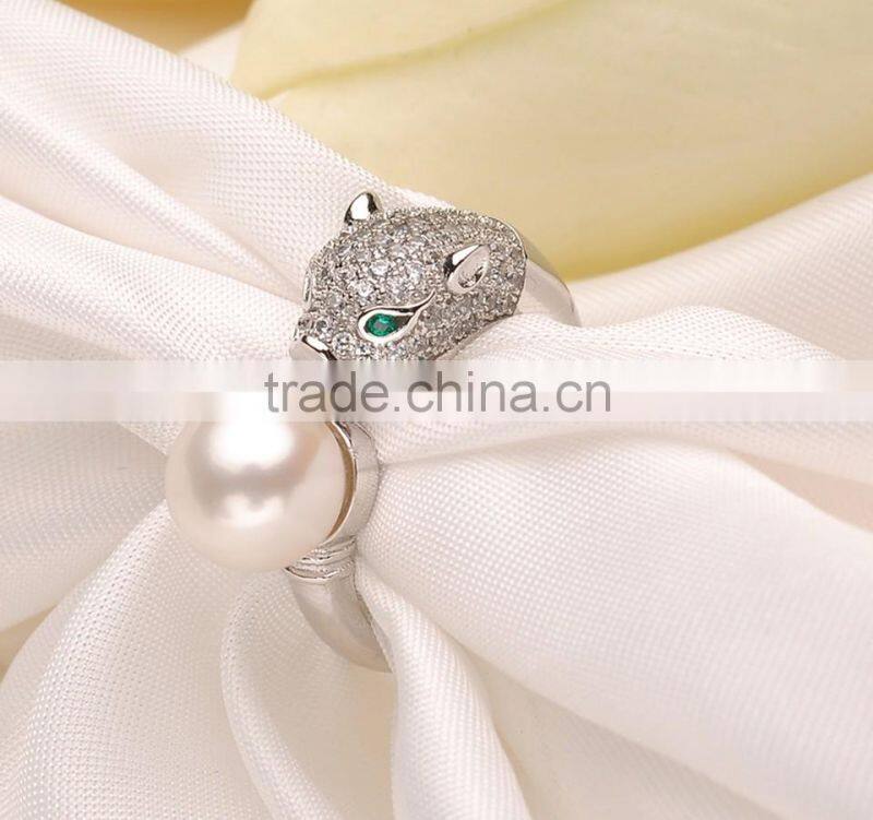Leopard design S925 silver pearl jewelry Rings for export