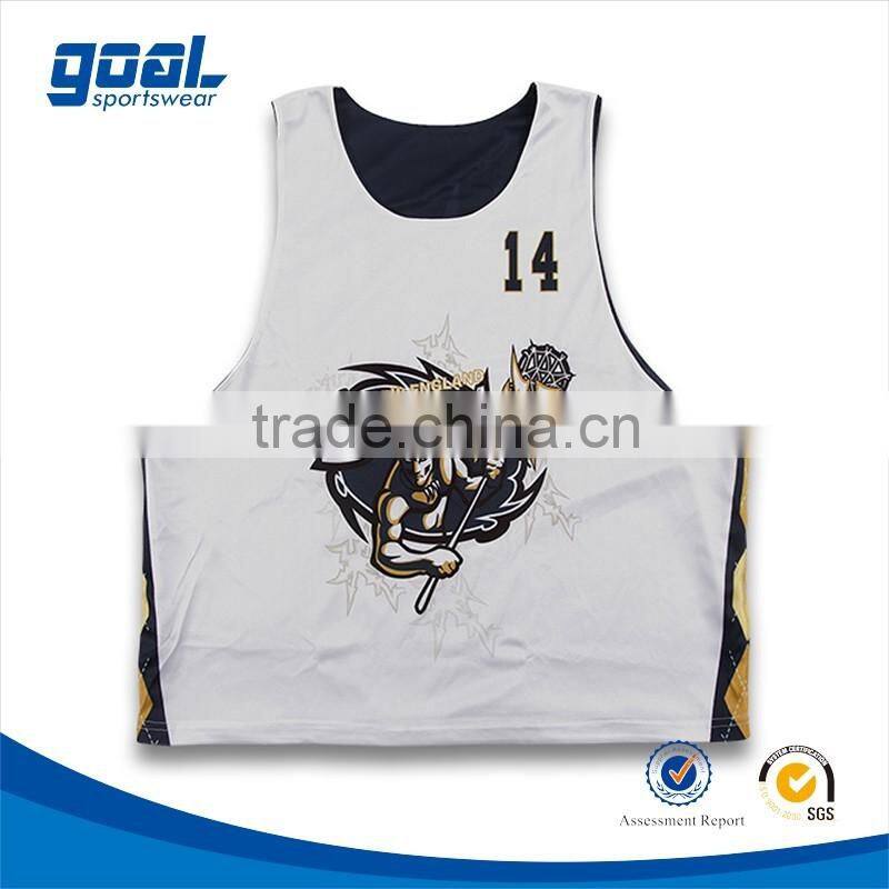 100% polyester custom sublimation college lacrosse pinnies