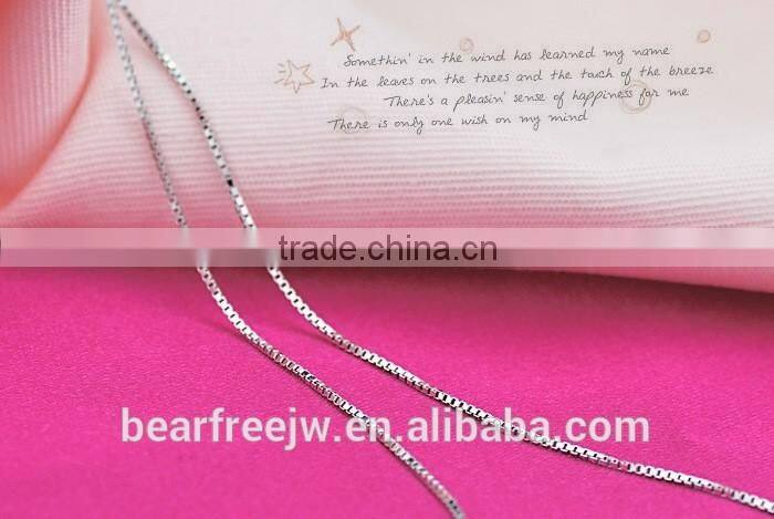 925 Sterling Silver Box Link Chain Necklace 0.65mm/0.8mm/1mm/1.5mm Width