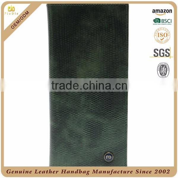 CW5401-001 Embossed Snake grain Genuine Leather Vintage Casual Style bi-fold lady Long purse/ Wallet