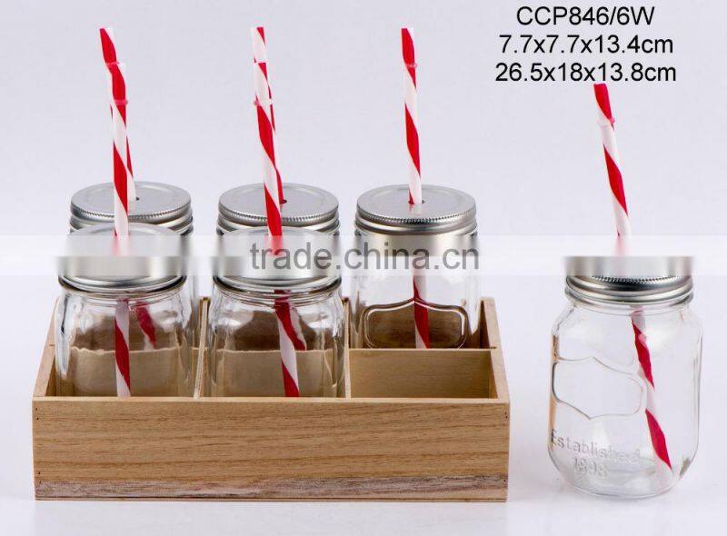 Glass bottle with wooden box(CCP738FS/6W)