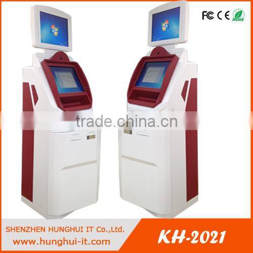 Dual display ATM style unattended touch screen cash payment kiosk with cash dispenser