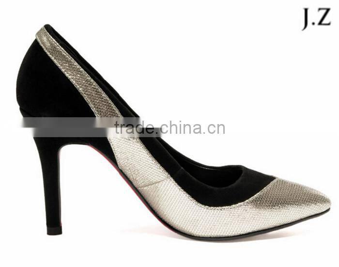 O77 custom made pump shoes black and sliver upper dress shoes for women new collection