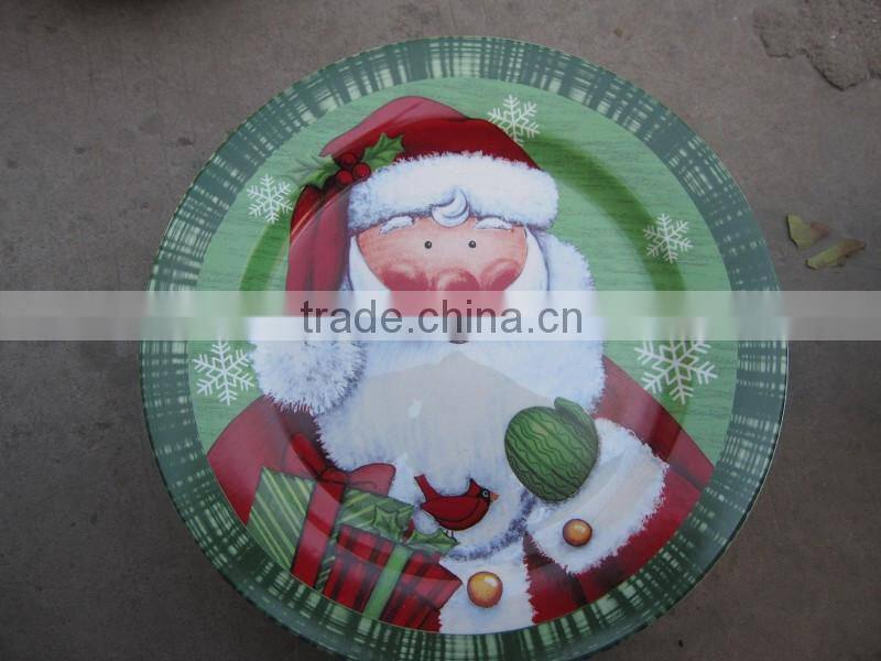Ceramic flat plate white porcelain dinner plate for Christmas