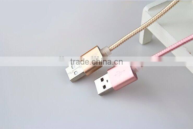 Braided aluminum head MFi 2 in 1 cable c48 to USB PVC multi usb data sync charger cable
