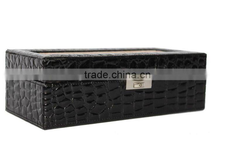 Customized Faux Leather Watch Box/Plastic watch case for 5 watches