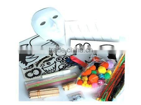 CHILDRENS CRAFT JAR GIANT ART SET POM POMS BEADS PAPER FOAM LETTERS