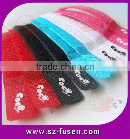 hot sale magic tape cable tie colorful hook and loop battery ties with logo print