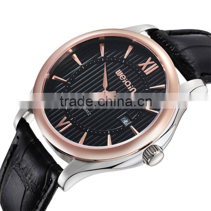 Classic design men's stainless steel leather watches