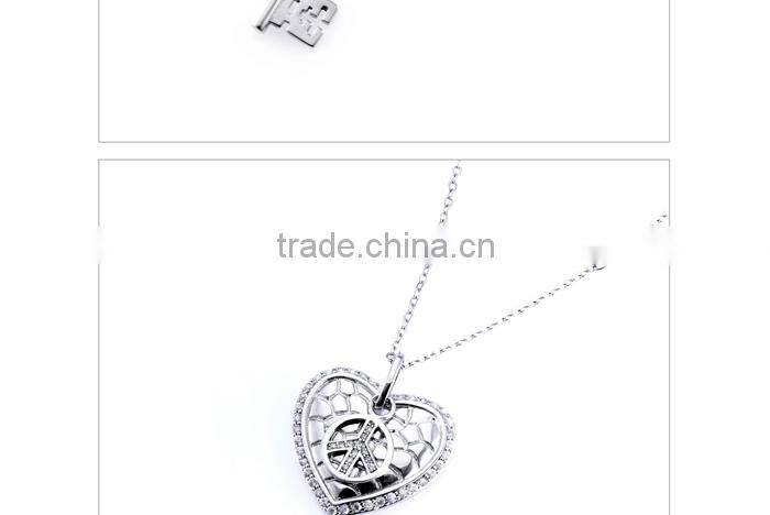 New fashion design charming 925 silver heart shaped pendant