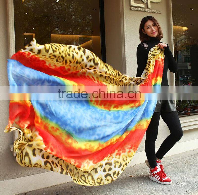 Fashion Women's Long Soft Wrap Lady Shawl Silk Leopard Chiffon Scarf