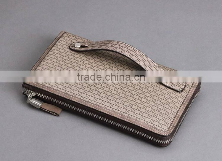 Mens vintage clutch bag and custom pattern leather wallet