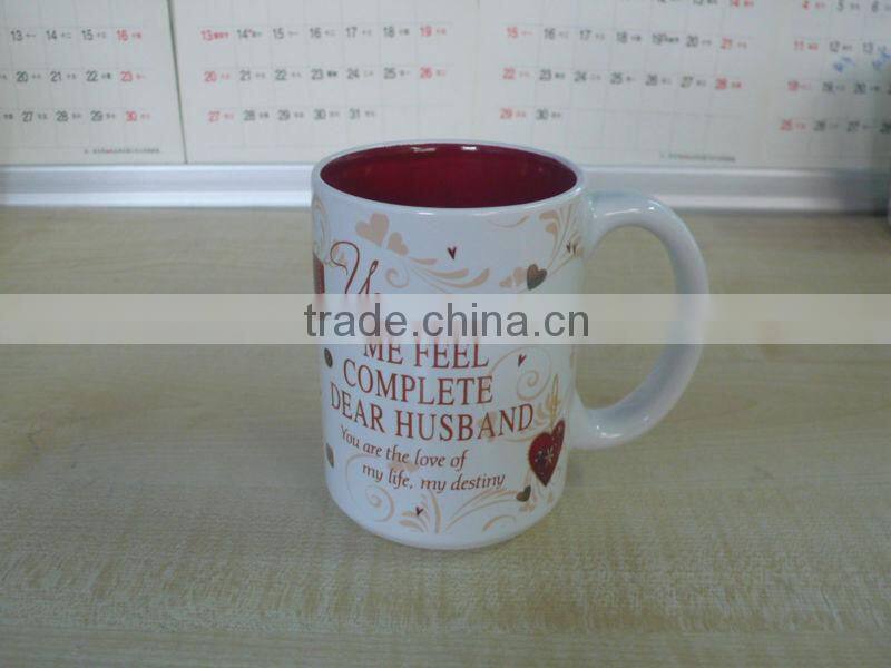 Inner Green Glazed Stoneware Promotional Mug for Brithday Gift