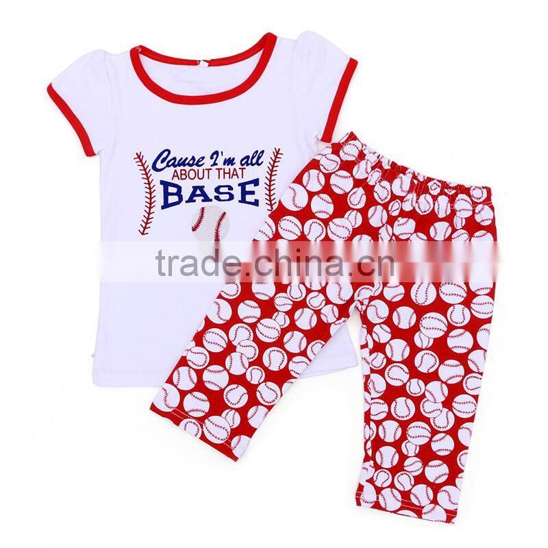 Wholesale black tank top and red sequin skirt with matching headband baseball girl sport wear