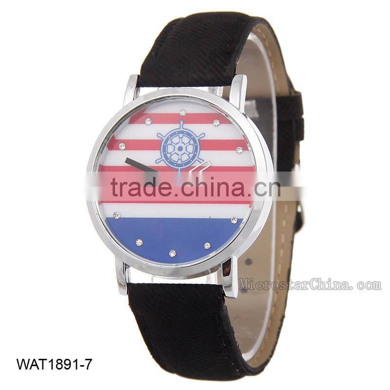 2016 Navy Blue Canvas Strap Wrist Watch