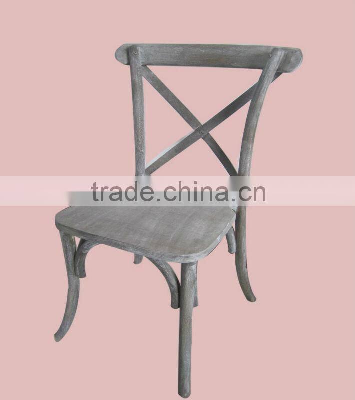 Oak Wood French Style Antique Stacking Cross Back Wedding Dining Chair