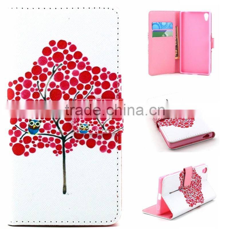 Book Style Color Printing Customed PU Leather Wallet Case For Sony Z5