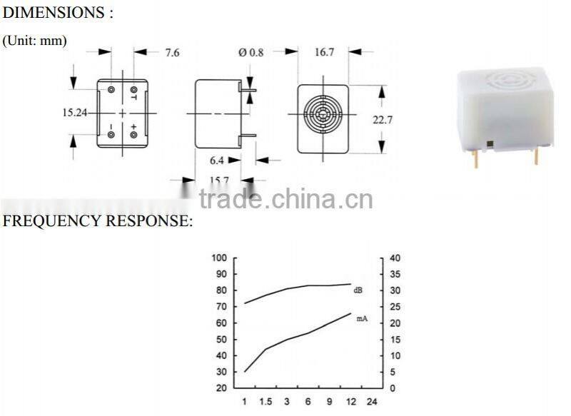 FB-24-4TP 24v small miniature SMD buzzer, piezoelectric buzzer with 2pins (FBELE)