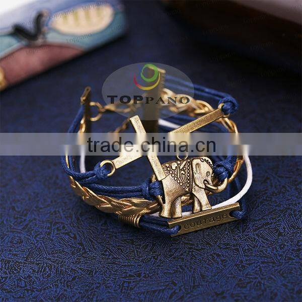 Top quality handmade jewelry new hot-selling design vintage braided leather bracelet for men